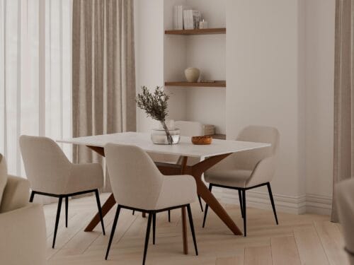 MESA ELOISE  140 FIJA CRETA/NOGAL