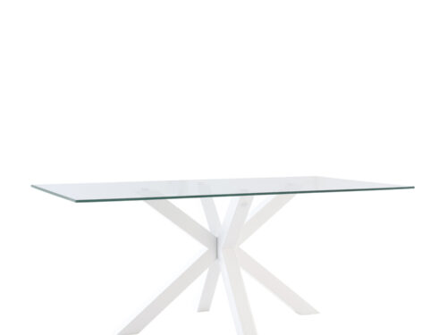 MESA DEMI 160 CRISTAL/PATAS BLANCO