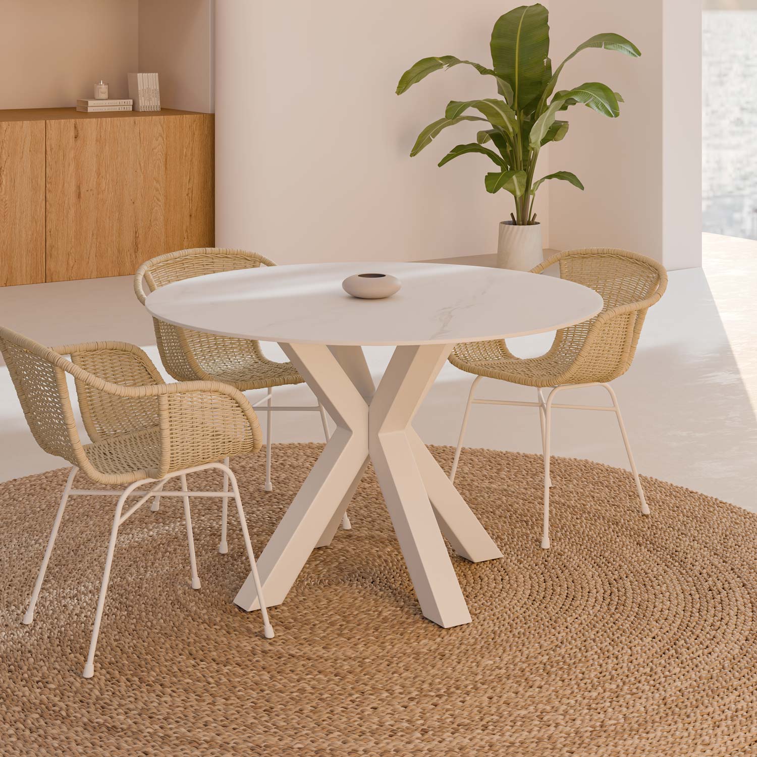 MESA FIORELLA RED.100 CRETA/BLANCO 2 MESA FIORELLA RED.100 CRETA/BLANCO - Imagen 2